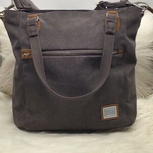 Travelon Heritage Gray Canvas Crossbody Tote